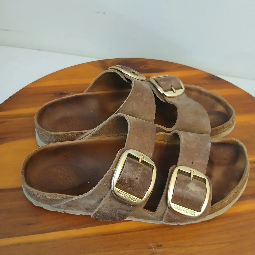 Birkenstock Arizona Big Buckle Womens 38 Brown Slides Sandals Corkboard